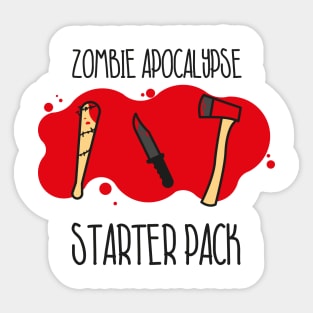 Zombie Apocalypse Starter Pack Baseball Bat Knife Axe Blood Splatter Sticker